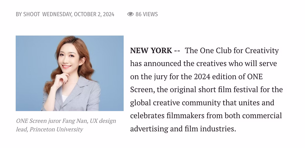 Shoot Online Article - The One Club Sets Jury for 2024 ONE Screen Short Film Festival